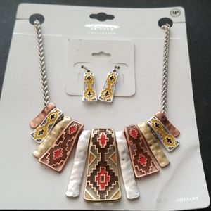 Necklace and earring set, Aztec, Native American Style